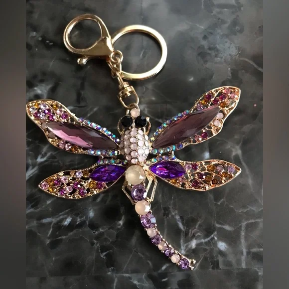 Purple Dragonfly Bag Charm/Keychain - Picture 1 of 1